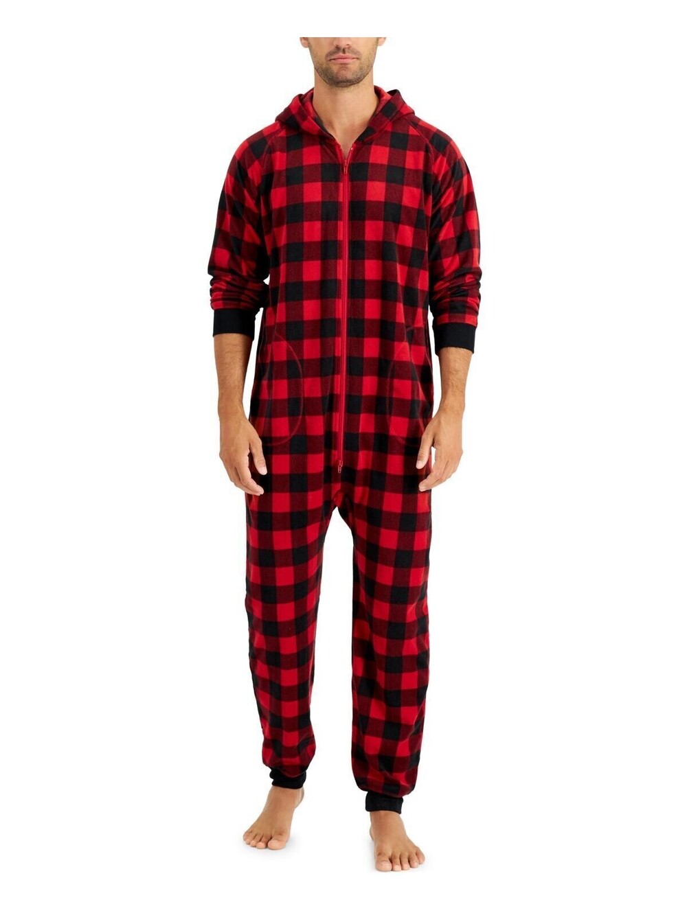 Family Pajamas Mens Matching 1 Piece Red Check Printed Pajamas Size M